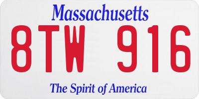 MA license plate 8TW916