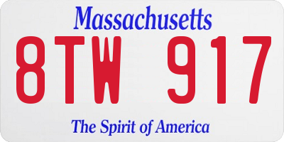 MA license plate 8TW917
