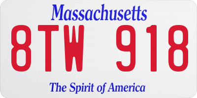 MA license plate 8TW918