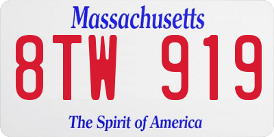 MA license plate 8TW919