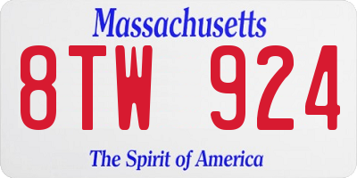 MA license plate 8TW924