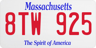 MA license plate 8TW925