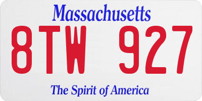 MA license plate 8TW927