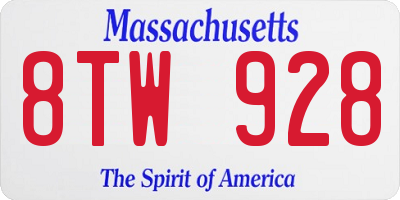 MA license plate 8TW928