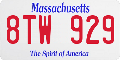 MA license plate 8TW929