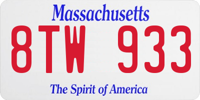 MA license plate 8TW933