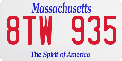 MA license plate 8TW935