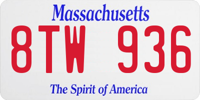 MA license plate 8TW936