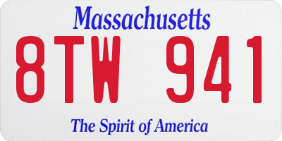 MA license plate 8TW941