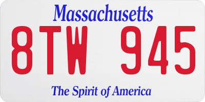 MA license plate 8TW945