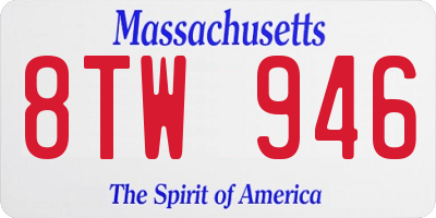MA license plate 8TW946