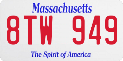 MA license plate 8TW949