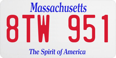 MA license plate 8TW951