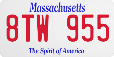 MA license plate 8TW955