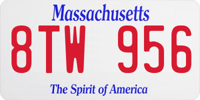 MA license plate 8TW956