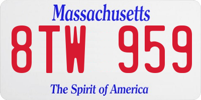 MA license plate 8TW959