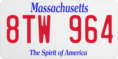 MA license plate 8TW964