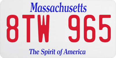 MA license plate 8TW965