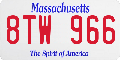 MA license plate 8TW966