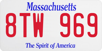 MA license plate 8TW969