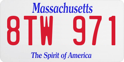 MA license plate 8TW971