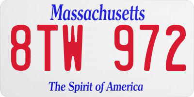 MA license plate 8TW972