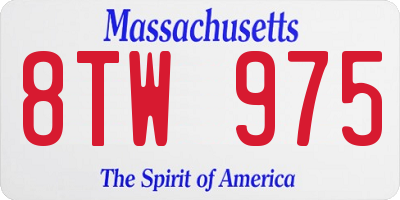 MA license plate 8TW975