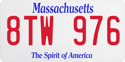 MA license plate 8TW976