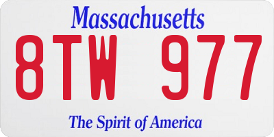 MA license plate 8TW977