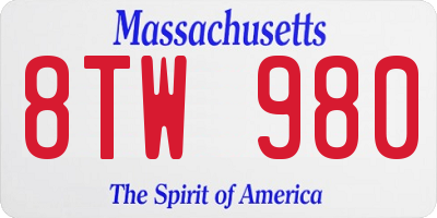 MA license plate 8TW980