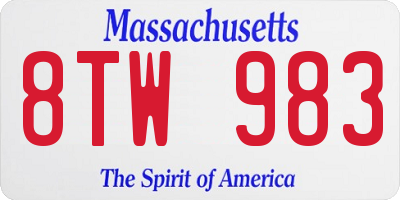 MA license plate 8TW983