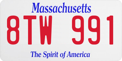 MA license plate 8TW991