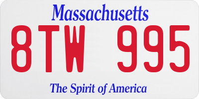 MA license plate 8TW995