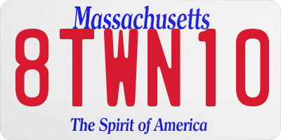 MA license plate 8TWN10