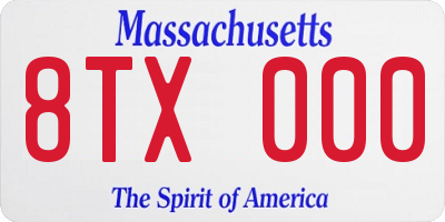 MA license plate 8TX000