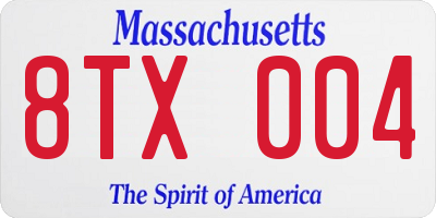 MA license plate 8TX004