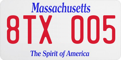 MA license plate 8TX005