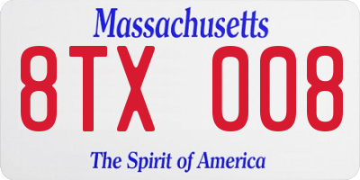 MA license plate 8TX008