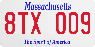 MA license plate 8TX009