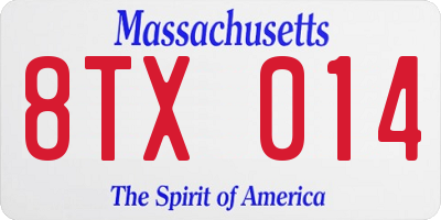 MA license plate 8TX014