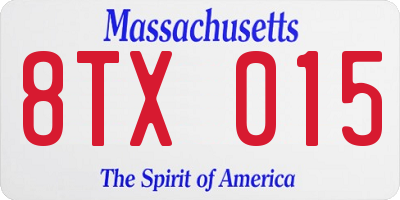 MA license plate 8TX015