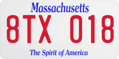 MA license plate 8TX018