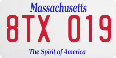 MA license plate 8TX019
