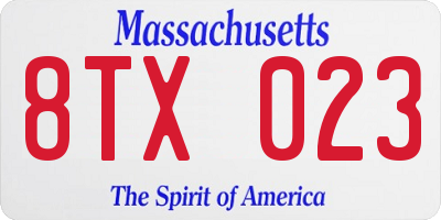 MA license plate 8TX023