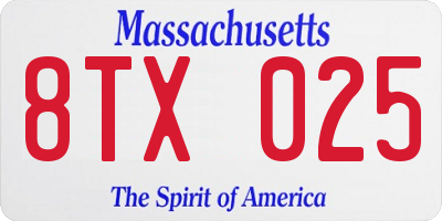 MA license plate 8TX025