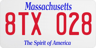 MA license plate 8TX028