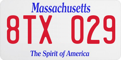 MA license plate 8TX029