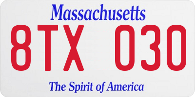 MA license plate 8TX030