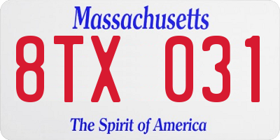 MA license plate 8TX031