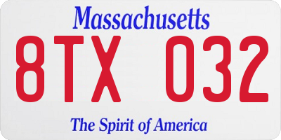 MA license plate 8TX032
